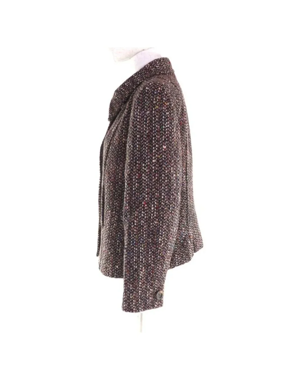 Celine Vintage Wool Blend Tweed Jacket With Logo Buttons Outerwear Brownish 44 - Picture 2 of 14